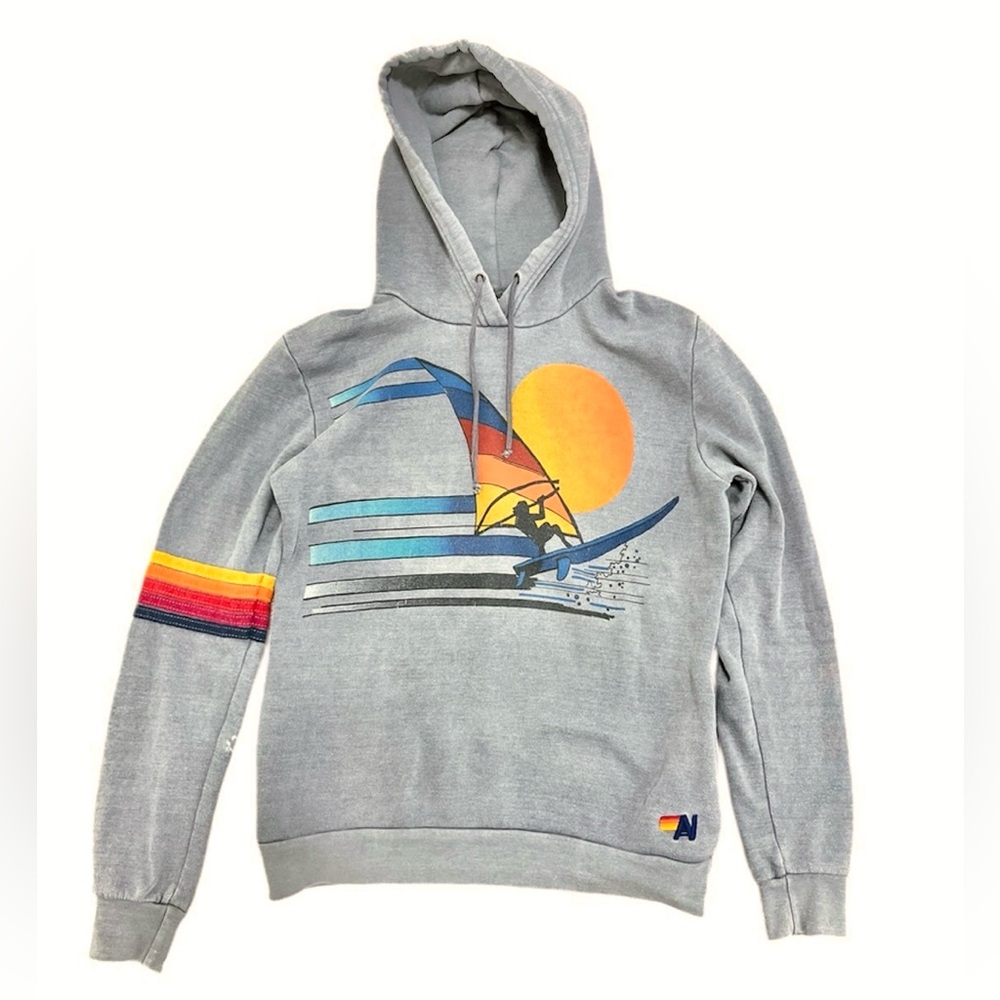 Aviator Nation Grey Hoodie Sweatshirt Medium